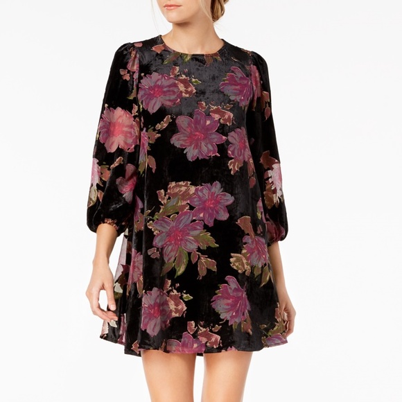 calvin klein floral burnout velvet shift dress